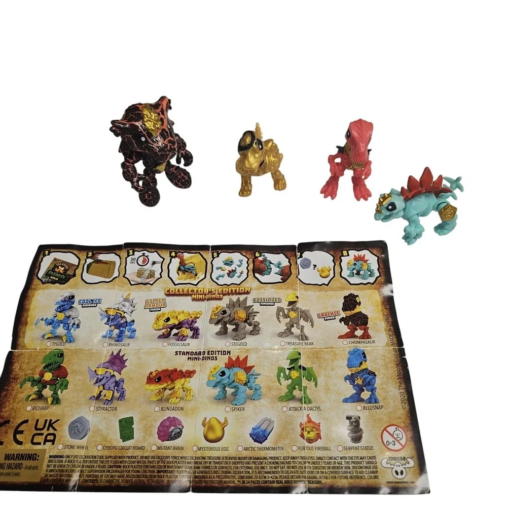 Treasure X Dino Gold Mini Dinos Lot of 4 Map Chompasaur Spiker Collectible Figur